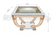 Здесь изображено Стол Лев-1 со стеклом из березы
